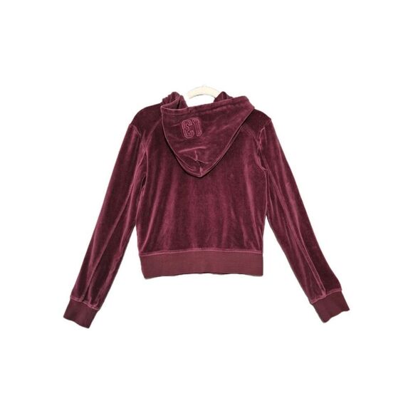 FENTY x Puma RHIANNA Women's Crop Pullover Hoodie Velour Maroon Small - Picture 5 of 6